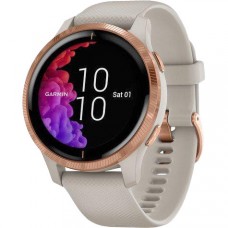 Garmin Venu Rose Gold Stainless Steel Bezel w. Light Sand and Silicone B. (010-02173-23/22/21)