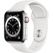 Apple Watch Series 6 GPS + Cellular 40mm Silver Stainless Steel Case w. White Sport B. (M02U3) / (M06T3)