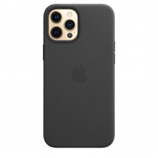 Apple iPhone 12 Pro Max Leather Case with MagSafe - Black (MHKM3)