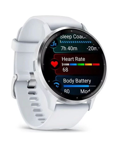 Garmin Venu 3 Silver Stainless Steel Bezel with Whitestone Case and Silicone Band (010-02784-00/50)