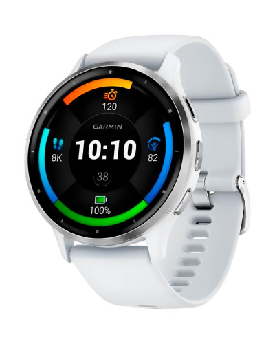 Garmin Venu 3 Silver Stainless Steel Bezel with Whitestone Case and Silicone Band (010-02784-00/50)