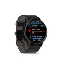 Garmin Venu 3 Slate S. Steel Bezel w. Black Case and Leather Band (010-02784-52/02)