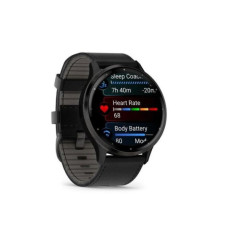 Garmin Venu 3 Slate S. Steel Bezel w. Black Case and Leather Band (010-02784-52/02)