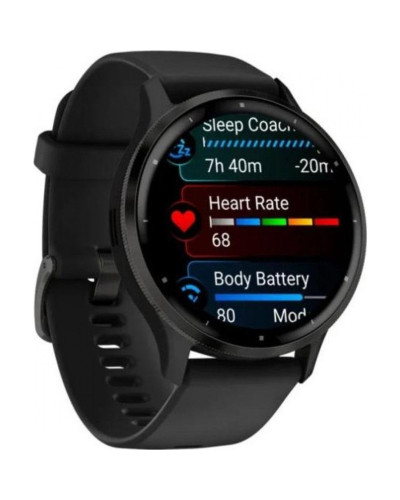Garmin Venu 3 Slate Stainless Steel Bezel with Black Case and Silicone Band (010-02784-01/51/41)