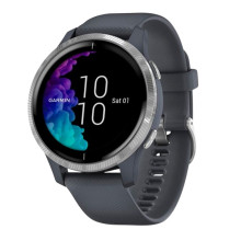 Garmin Venu Silver Stainless Steel Bezel w. Granite Blue and Silicone B. (010-02173-01/03) 010-02173-03