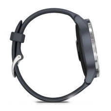 Garmin Venu Silver Stainless Steel Bezel w. Granite Blue and Silicone B. (010-02173-01/03) 010-02173-03
