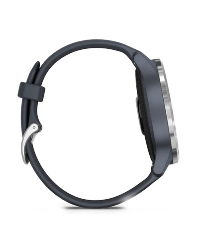 Garmin Venu Silver Stainless Steel Bezel w. Granite Blue and Silicone B. (010-02173-01/03) 010-02173-03