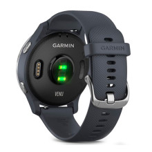 Garmin Venu Silver Stainless Steel Bezel w. Granite Blue and Silicone B. (010-02173-01/03) 010-02173-03