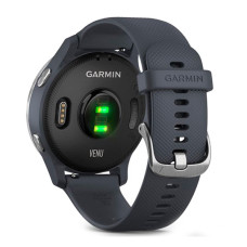 Garmin Venu Silver Stainless Steel Bezel w. Granite Blue and Silicone B. (010-02173-01/03) 010-02173-03