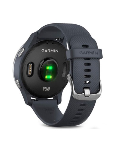 Garmin Venu Silver Stainless Steel Bezel w. Granite Blue and Silicone B. (010-02173-01/03) 010-02173-03