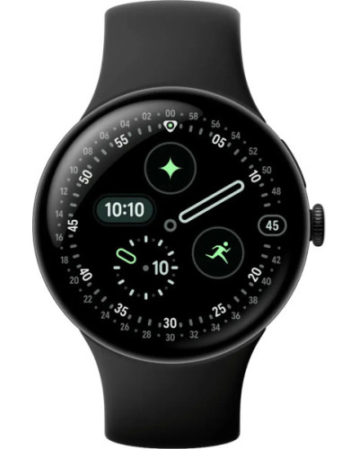 Google Pixel Watch 4 45mm Wi-Fi Matte Black Aluminum case / Obsidian Active Band