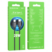 DataCable BOROFONE (20W/3A)(TypeC=>Lightning) black (BX87)