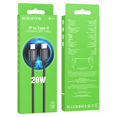 DataCable BOROFONE (20W/3A)(TypeC=>Lightning) black (BX87)