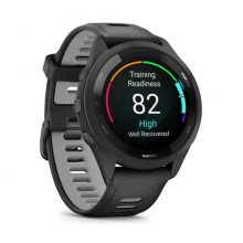 Garmin Forerunner 265 Black Bezel and Case w. Black/Powder Gray Silicone Band (010-02810-00/10)