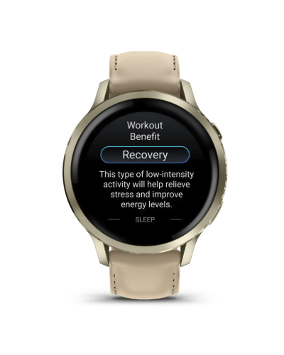 Garmin Venu 4 41mm Lunar Gold with Light Sand Leather Band (010-03013-03)