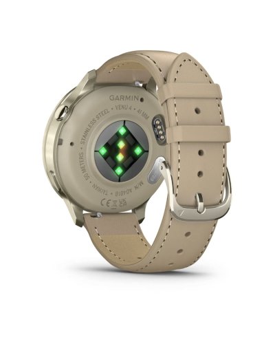 Garmin Venu 4 41mm Lunar Gold with Light Sand Leather Band (010-03013-03)