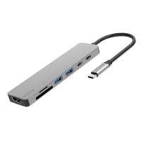 USB HUB Proove Iron Link 7in1 (2*Type-C+2*USB3.0+HDMI+SD/TF) (silver) (HBIL00222004)