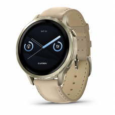 Garmin Venu 4 41mm Lunar Gold with Light Sand Leather Band (010-03013-03)