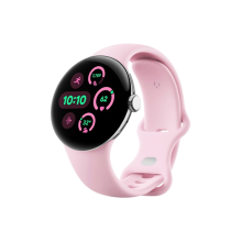 Google Pixel Watch 3 41 mm LTE Polished Silver Aluminum Case/Rose Quartz Active Band