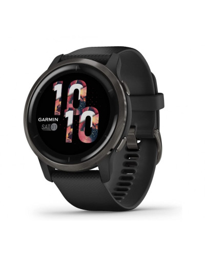 Garmin Venu 2 Slate Stainless Steel Bezel with Black Case and Silicone Band (010-02430-11/01)