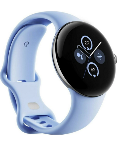Google Pixel Watch 2 Polished Silver Aluminum Case / Bay Active Band