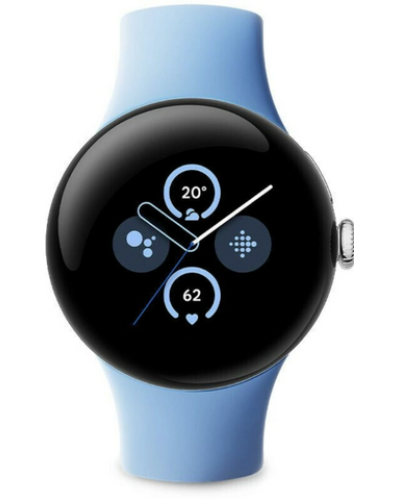 Google Pixel Watch 2 Polished Silver Aluminum Case / Bay Active Band