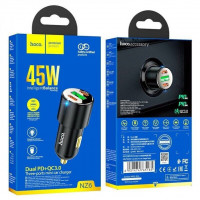 АЗП Hoco 2*TypeC+1*USB PD+QC (45W) black (NZ6)