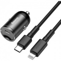 АЗП Baseus Tiny Star 1*TypeC+Cable TypeC to Lightning (18W) black (TZVCHX-0G)