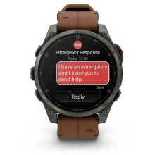 Garmin Fenix 8 Pro 47mm AMOLED Carbon Gray DLC Titanium with Chestnut Leather Band (010-03198-40)