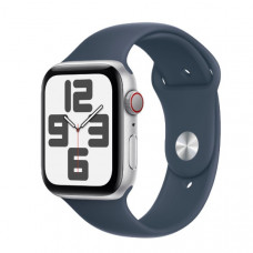 Apple Watch SE 2 GPS + Cellular 40mm Silver Aluminum Case w. Storm Blue Sport Band - S/M (MRGH3/MRGJ3)