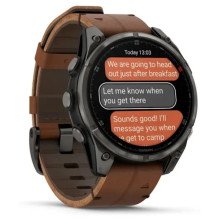 Garmin Fenix 8 Pro 47mm AMOLED Carbon Gray DLC Titanium with Chestnut Leather Band (010-03198-40)