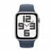 Apple Watch SE 2 GPS + Cellular 40mm Silver Aluminum Case w. Storm Blue Sport Band - S/M (MRGH3/MRGJ3)