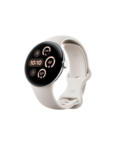 Google Pixel Watch 3 41 mm Wi-Fi Polished Silver Aluminum Case/Porcelain Active Band