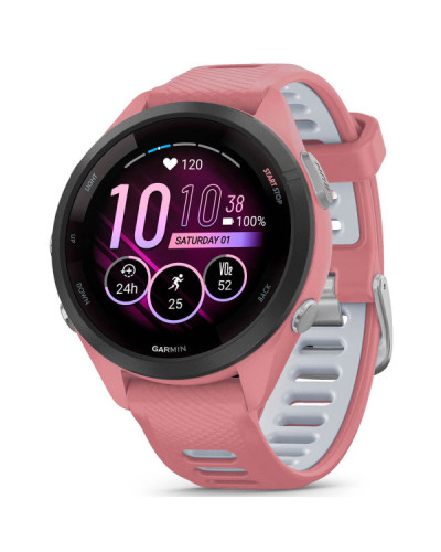 Garmin Forerunner 265S Black Bezel w. Light Pink Case and Light Pink/Whitestone S. Band (010-02810-05/15)