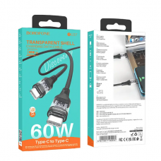 DataCable BOROFONE (60W/3A)(TypeC=>TypeC) black (BU37)