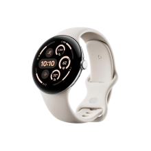 Google Pixel Watch 3 45 mm Wi-Fi Polished Silver Aluminum Case/Porcelain Active Band