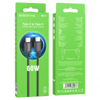 DataCable BOROFONE (60W/3A)(TypeC=>TypeC) black (BX87)