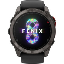 Garmin Fenix 8 Pro 51 mm MicroLED Carbon Gray Titanium with Black/Pebble Gray (010-03380-00/01)