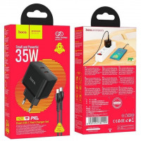 МЗП Hoco to 2*TypeC+ Cable TypeC PD (35W) black (N29)