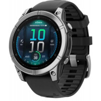 Garmin Fenix E 47mm AMOLED Stainless Steel with Black Silicone Band (010-03025-02/00)