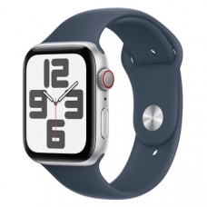Apple Watch SE 2 GPS + Cellular 44mm Silver Aluminium Case w. Storm Blue Sport Band - M/L (MRHJ3)