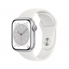 Apple Watch Series 8 GPS + Cellular 41mm Silver Aluminum Case with White Sport Band - S/M (MP4E3)