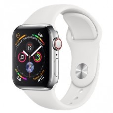 Apple Watch Series 4 LTE 40mm Stainless Steel Case with White Sport Band (MTUL2 / MTVJ2)