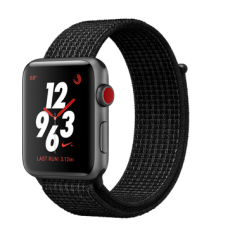 Apple Watch Nike + Series 3 (GPS + Cellular) 42mm Space Gray Aluminum Case with Black / Pure Platinum Nike Sport Loop (MQMH2)
