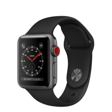 Apple Watch Series 3 (GPS + Cellular) 38mm Space Gray Aluminum Case with Black Sport Band (MQKG2)